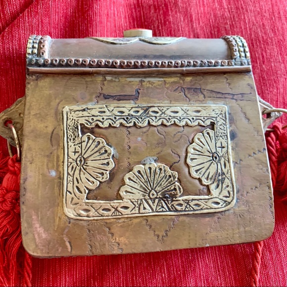 VINTAGE Morocco Copper/Brass Carved Metal Purse - Picture 2 of 8